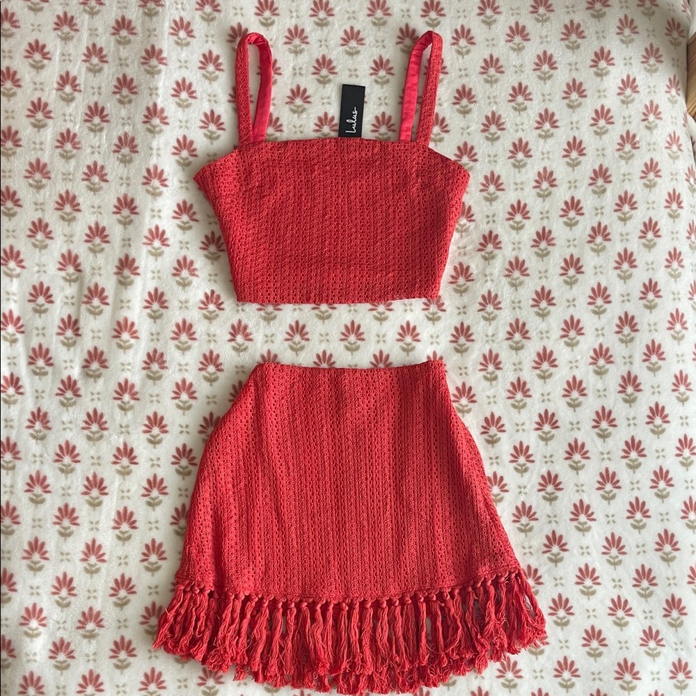 Lulu's Red Skirt Set
